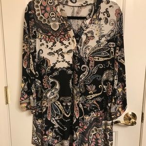 Paisley Grace Boutique Tunic XL  black, white,pink & blue